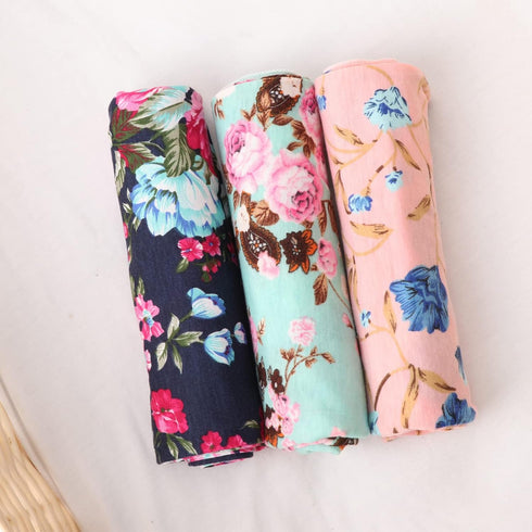 3 Sets DRESHOW BQUBO Newborn Floral Receiving Blankets Newborn Baby Swaddling with Bow Headbands Sleepsack Toddler Warm