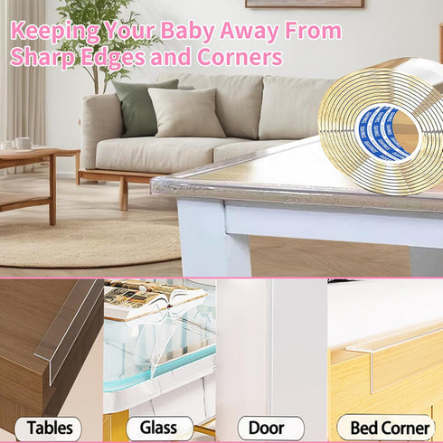 2mm 2.6in 13FT, ZOMPAGO Clear Acrylic Edge Protector Tape, Thick x x Self Adhesive Transparent Bumper Strip for Table