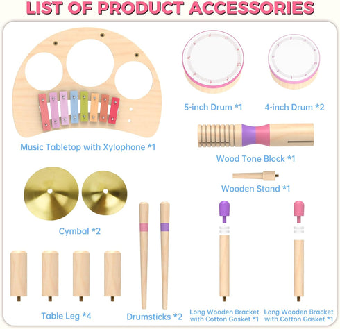 Meytccve Set 1 2 3 1-3,Baby 18+ Toddlers Drum Toys for Year Old Girls,Montessori Music Toy for Toddlers Drum