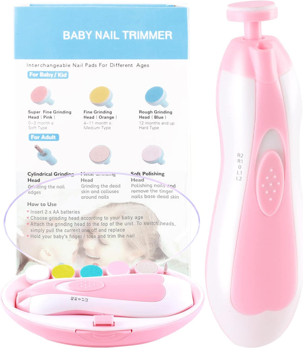 Electric Baby Nail Trimmer, Safe Gentle Nail File Grinder Kit with LED