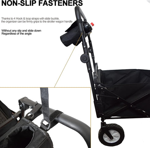 YEEDOIDO Non-Slip Organizer for Wagon, Parent Console Caddy with Cup Holders Universal for Folding Kids Pet Stroller