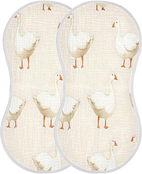 YETTASBIN White Geese Muslin Baby Burp Cloth, Super Soft Absorbent Cotton Burp Rag Baby Bibs Feeding Cloth for Newborn