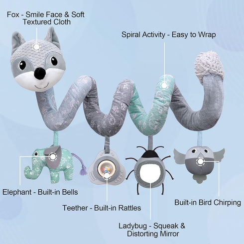 Baby Toys 0-3 Months, Car Seat Toys, Stroller Toys, Infant Toys 0-6 Months, Baby Spiral Toys with Music Rattle