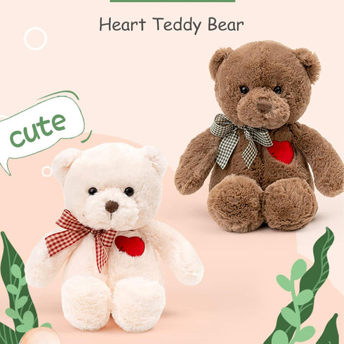 15” Teddy Bear with Heart - Cute Brown Stuffed Animal Plush Toy for Valentine's Day, Gifts for Girlfriend, Boyfriend,