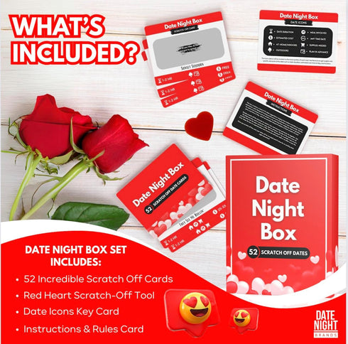 Date Night Box: 52 Fun & Adventurous Scratch-Off Ideas for Couples - Romantic Gift for Birthday, Anniversary