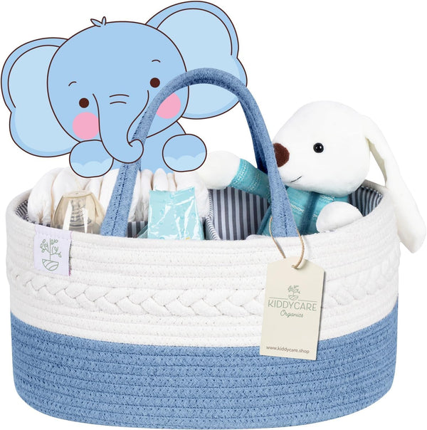KiddyCare Diaper Caddy Organizer for Baby Nursery, X-Large Basket with Handle Lid, Nursing Caddy with Changing Table