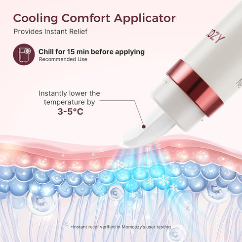 Momcozy 1.76oz Cooling Nipple Cream Safe for Nursing,Fast Relief with Cooling Ceramic Applicator for Cracked Nipple