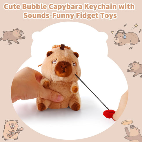 Backpack SASBSC Cute Capybara Plush Keychain Stuffed Animal Pendant for Back to School Gifts, Charm, Desk Decor