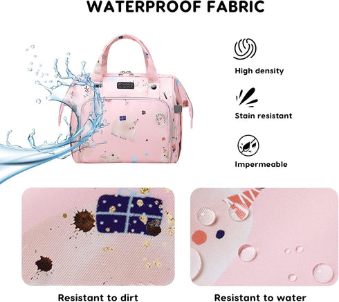 SONARIN Mommy Multifunctional Diaper Bag, Lightweight Waterproof Travel Nappy Changing Tote Shoulder Bag (Pink)