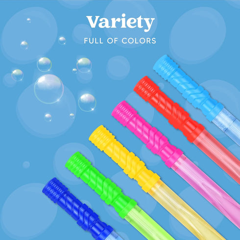 JOYIN 14.6’’ Big Bubble Wands for Kids - 6 PCS with Bubbles Refill Solution for Summer Party Favors