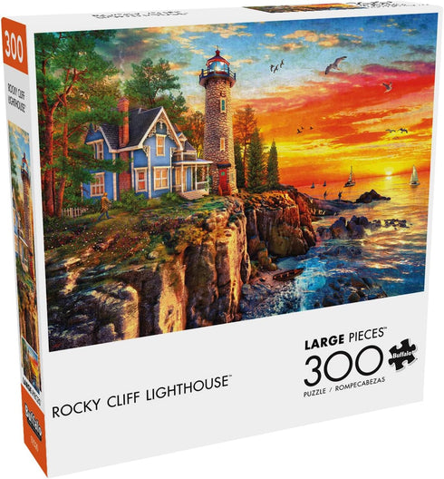 Buffalo Games - Dominic Davison - Rocky Cliff Lighthouse - 300 Piece Jigsaw Puzzle for Families