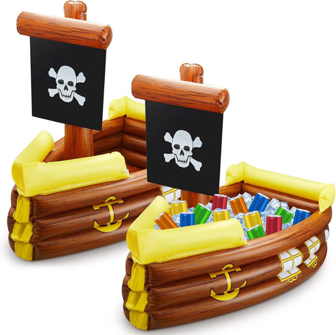 Cunhill 2 Pieces Inflatable Pirate Ship Cooler Inflatable Cooler for Halloween Pirate