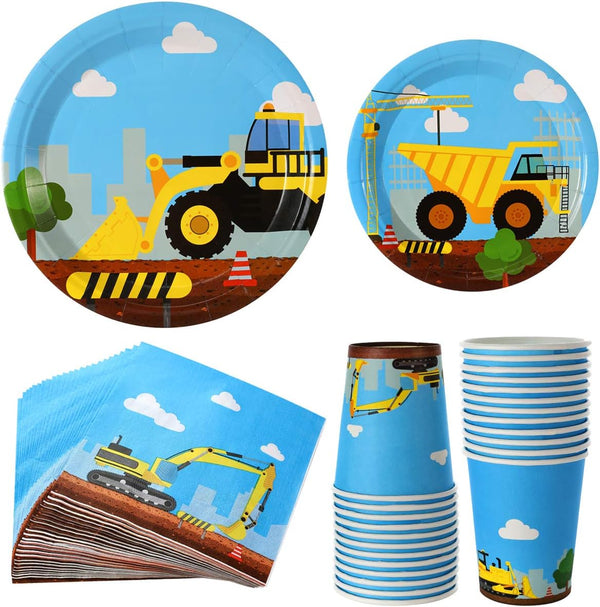 vinfo Construction Birthday Party Supplies Set 97 Pieces For Kids- Serves 24 Guest-Digger