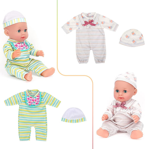 deAO Baby Doll Clothes for 12-14 Inch Dolls, 6 Sets Doll Outfits Accessories, Dress Up Fun Gift (Doll Not Included)