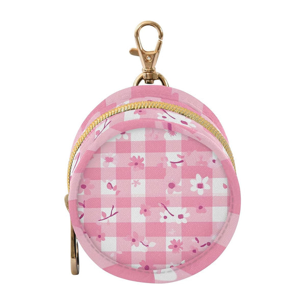 YETTASBIN Pink Gingham Flower Portable Pacifier Holder Case with Metal Hook Buckle &