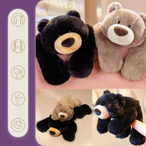 OSOCU Microwavable Weighted Stuffed Animal - Black Bear Heating Pad with Lavender & Tourmaline - Soothing Heatable Toy