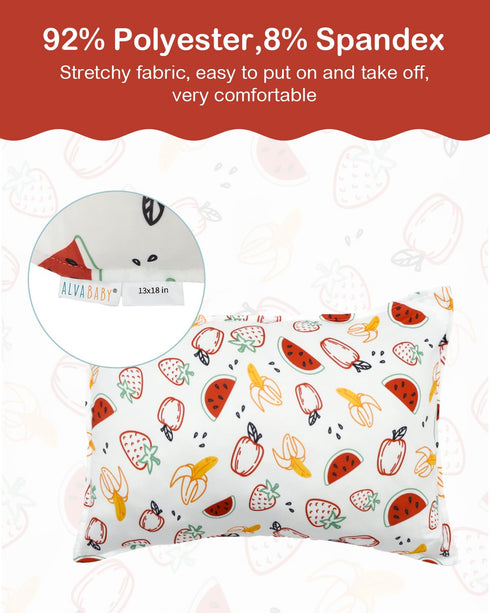 2 Pack 13"x 18" 12"x16" ALVABABY Toddler Pillowcases Stretchy Soft Kids Pillow Cover Fit or Envelope for Girl Boy