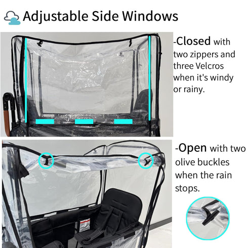 Hiviva W4 4 Stroller Rain Cover Compatible with Wonderfold Wagon, Seater Wagon Stroller Rain Cover Waterproof