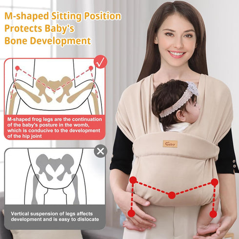 CUBY Baby Wraps Carrier Sling, Baby Carrier for Newborns and Toddlers,Skin-Friendly and Soft Front Baby Carrier Wrap