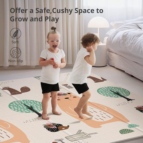 Tummy (Bear(59x59x0.4inch)) UANLAUO Foldable Baby Play Mat, Extra Large Waterproof Activity Playmats