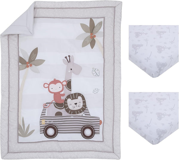 Little Love by NoJo Jungle Ride Grey, White and Brown, Monkey, Giraffe