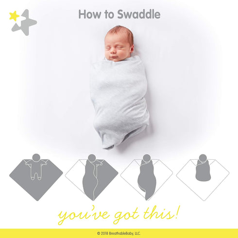2 Pack 47 47-inch BreathableBaby Active Swaddle Blanket & Wrap Narwhal and Gold Dots, Lightweight Premium Activewear