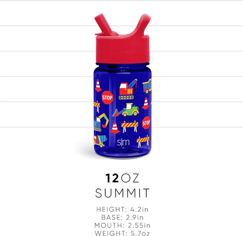 Simple Modern Kids Water Bottle, BPA-Free Tritan Cup with Leak Proof Straw Lid, 12oz, Dinosaur Roar