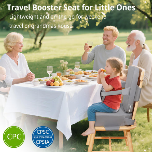 Toddler Booster Seat for Kitchen Chair with Removable Backrest & Adjustable Straps, PU Portable Waterproof & Non-Slip