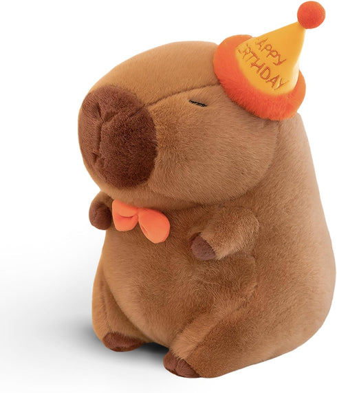 Cute Happy Birthday Capybara Plush, Soft Kawaii Capybara Stuffed Animal Gift for Kids 13 inch