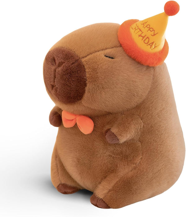 Cute Happy Birthday Capybara Plush, Soft Kawaii Capybara Stuffed Animal Gift for Kids 13 inch