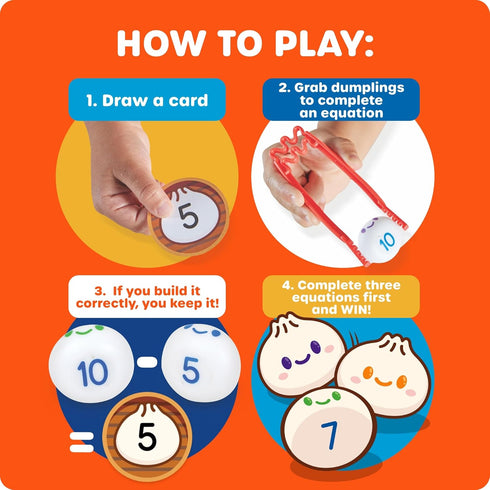 Counting Learning Resources Dumpling Dash Fine Motor Math Game - Squishy Dumpling Toy, Montessori Toys, Kids Board