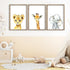 flowtorely 11x16 Inch Set 3 Baby Safari Nursery Wall Art Decor of Wood Framed Cute Animal Giraffe Elephant Lion Prints