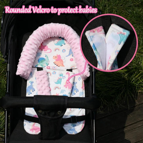 Baby Head Support and Strap Covers for Car Seat,Minky Infant Carseat Headrest for Newborn, Infant Car Seat Insert Pad