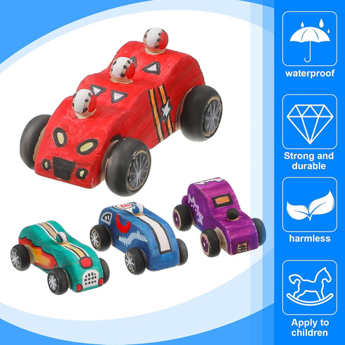6 Set Zhanmai Pcs Wooden Toy Cars to Paint Wood DIY Car Toys Unfinished Wood Race Cars Bulk Paintable Wooden Cars