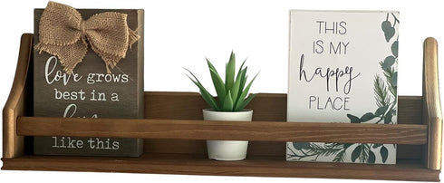 Generic (2) Parla Nursery Dcor Brown Wall Shelf Floating Bookshelf for Baby & Kids Room, Book Organizer Storage Molding
