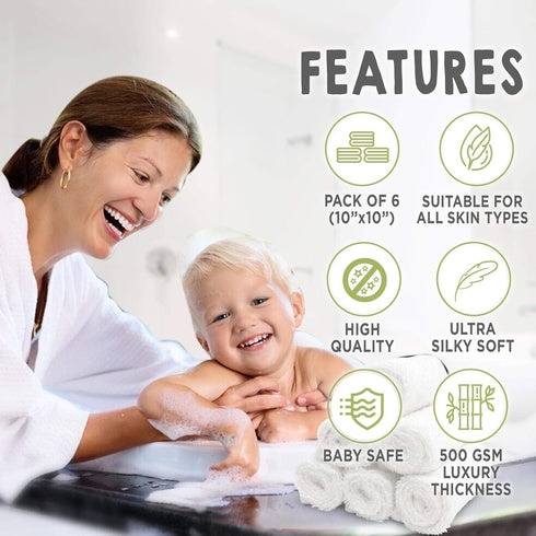Set Baby Hair Brush & Bamboo Viscose Baby Washcloth for Newborn - Baby Bath Grooming Essential - Suitable for Delicate