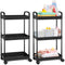 Baby Diaper Caddy Organizer, Rolling Plastic Movable Cart for Newborn Nursery Essentials, 3 Tiers, Black
