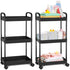 Baby Diaper Caddy Organizer, Rolling Plastic Movable Cart for Newborn Nursery Essentials, 3 Tiers, Black