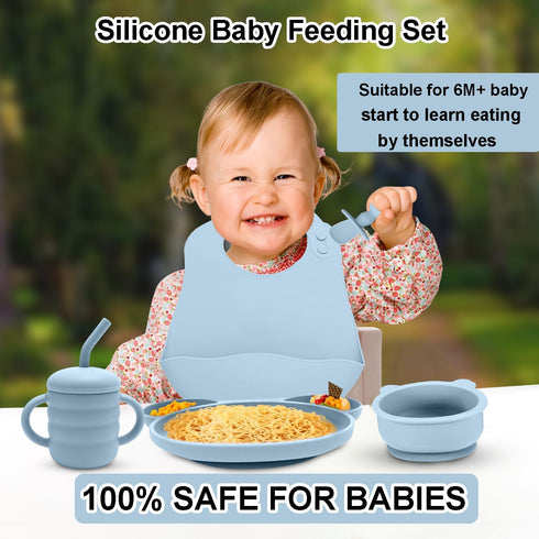 Generic Set, Set, 6+ Silicone Baby Feeding Baby Led Weaning Supplies, Suction Plate and Bowl, Self Feeding Spoons, Tiny