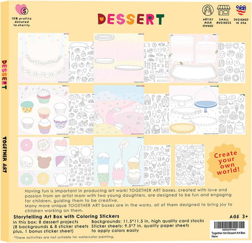 Set 4-10 8 Together Art Dessert Color Your Own Storytelling Sticker Kit Coloring Your Own Stickers DIY for Kids