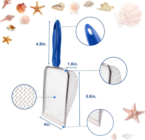 MUYIZI Beach Mesh Shovel with Mesh Beach Bag for Shell Collecting, Kids Sand Sifter for The Beaches,Shell Scooper
