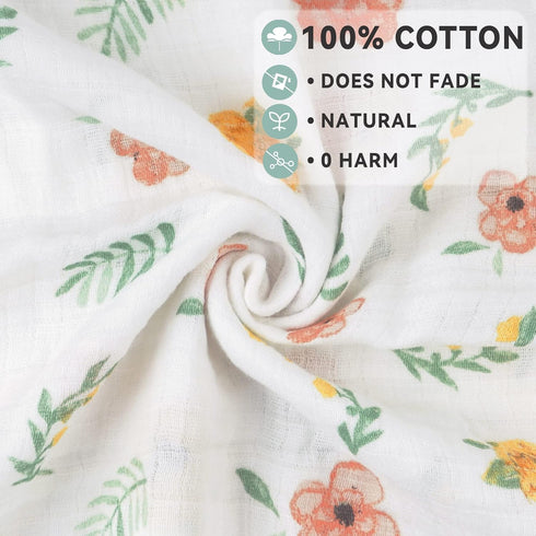 4 Packs, 47 47In Viviland Muslin Swaddle Blanket, Baby Swaddle Blanket for Boys & Girls, Nursery Receiving Blanket