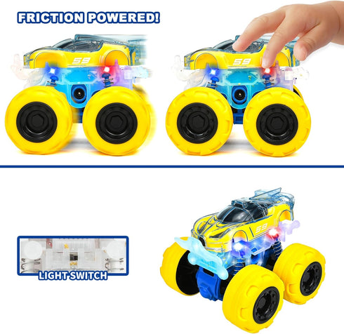 TQBYNJ 3 4 5 Monster Truck Toy - Toy Truck with Flashing LED -Toys for Year Old BoysLight-Up Cars for Toddlers