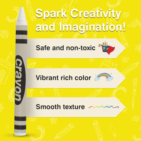 80 Count Lucky Art White Crayons Bulk - Regular Size Single Color Crayon Refill, Non-Toxic Art Supplies for Teachers