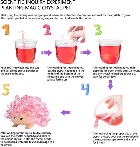 Crystal Growing Toys for Kids - Vibrant Colorful Hedgehog, Science Experiments Learning, STEM Gifts for Boys & Girls 8+