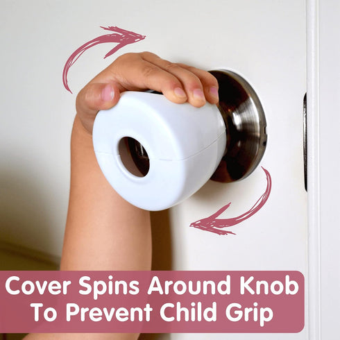 4-Pack Childproof Door Knob Covers, Easy to Install Safety Covers for Kids, Reusable, White