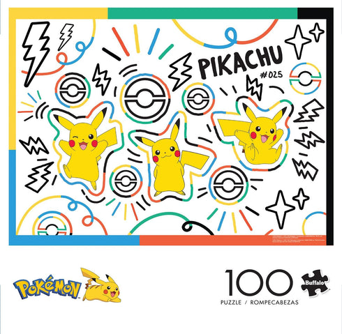 Buffalo Games - Pokémon - Doodle Pikachu - 100 Piece Jigsaw Puzzle for Families Challenging Puzzle Perfect for Game Nights - Finished Puzzle Size is 15.00 x 11.00