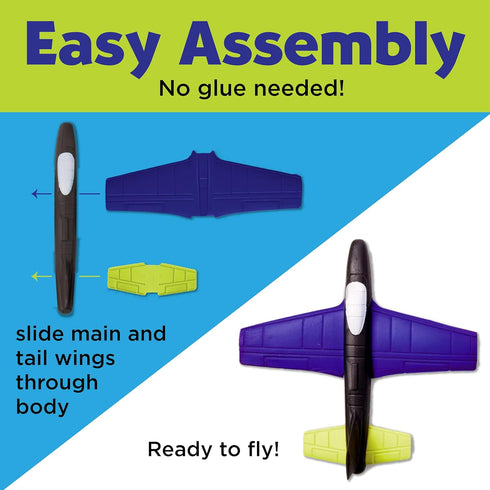 Creativity for Kids Stunt Squadron Glow-in-The-Dark Foam Fliers - Create 3 Foam Airplane Toys, STEM Kits for Ages 5-8+