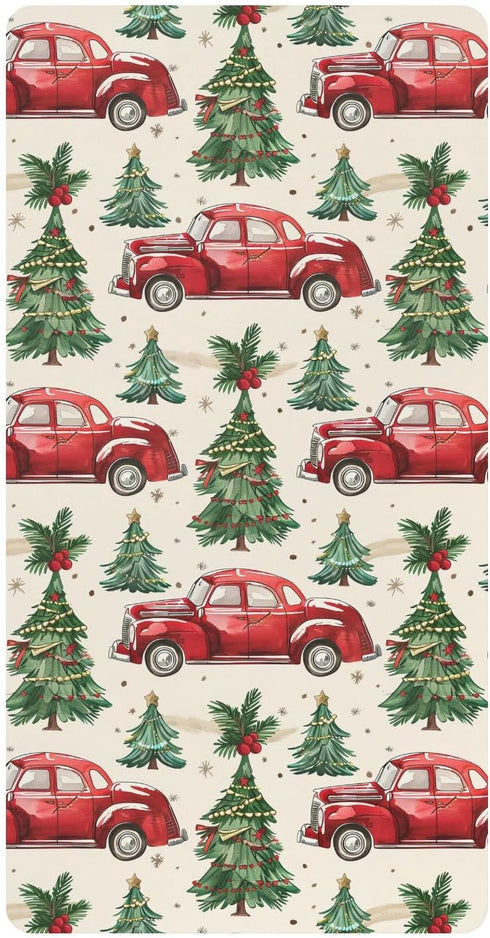 KICPOAY Christmas Trees Cars Vintage Toddler Bed Crib Sheets Baby Crib Sheets Cover
