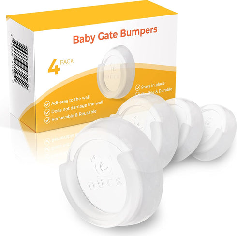 Baby Gate Wall Protectors - Clear Self-Adhesive Bumpers for Safety Gates, Removable & Washable Padding